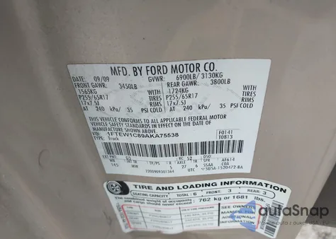 2010 Ford F-150 Fx2 Sport/Xl/Xlt from USA, damaged, VIN 1FTEW1C89AKA75538